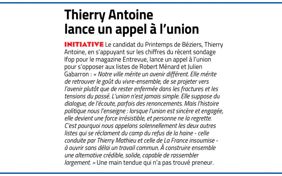 Rassembler Béziers n’est ni une construction d’appareil, ni une addition d’étiquettes